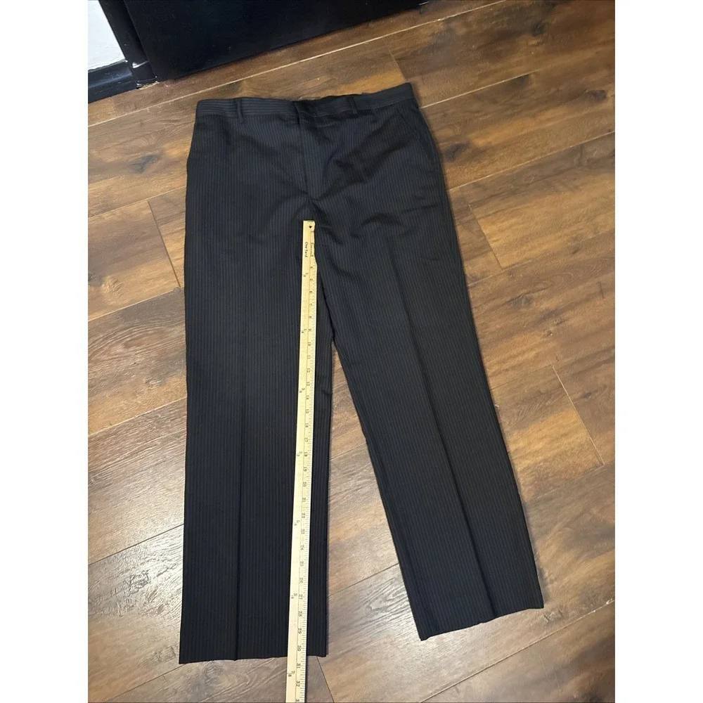 Banana Republic Tailored Fit Wool Dress Pants Men's 35x30‎ Gray Striped Charcoal